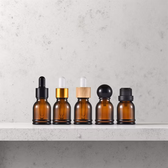 Confezione cosmetica con logo personalizzato Flaconi contagocce per olio di siero in vetro ambrato da 15 ml